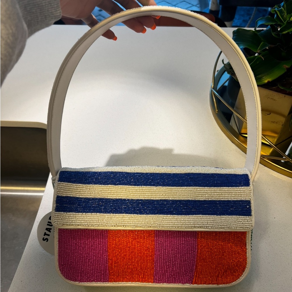 STAUD Tommy Beaded bag - multi rugby strip
